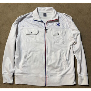 Avirex Jacket Mens Full Zip Track Medium Cross Zip Y2K 90s White Embroidered